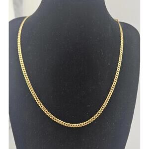 18in Sterling Silver Gold Vermeil 3.1mm Flat Curb Chain Necklace